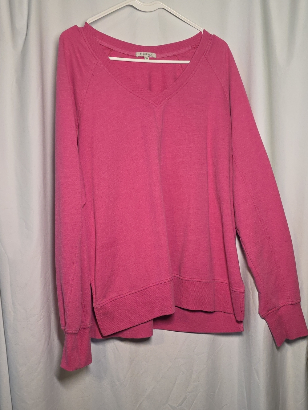 Z Supply Pink V-Neck Pullover Sweatshirt